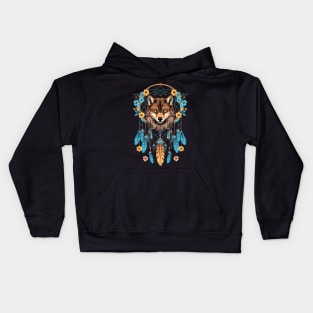 Wolf Head Dream Catcher 3 Kids Hoodie